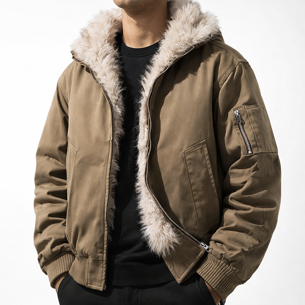Herren Jacke mit warmer Fütterung und Zip-Taschen