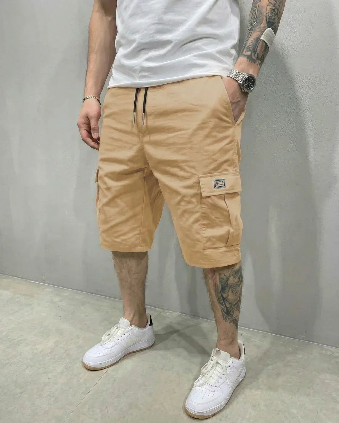 Cargo-Shorts Herren Lässig Freizeit Kordelzugbund Große Taschen