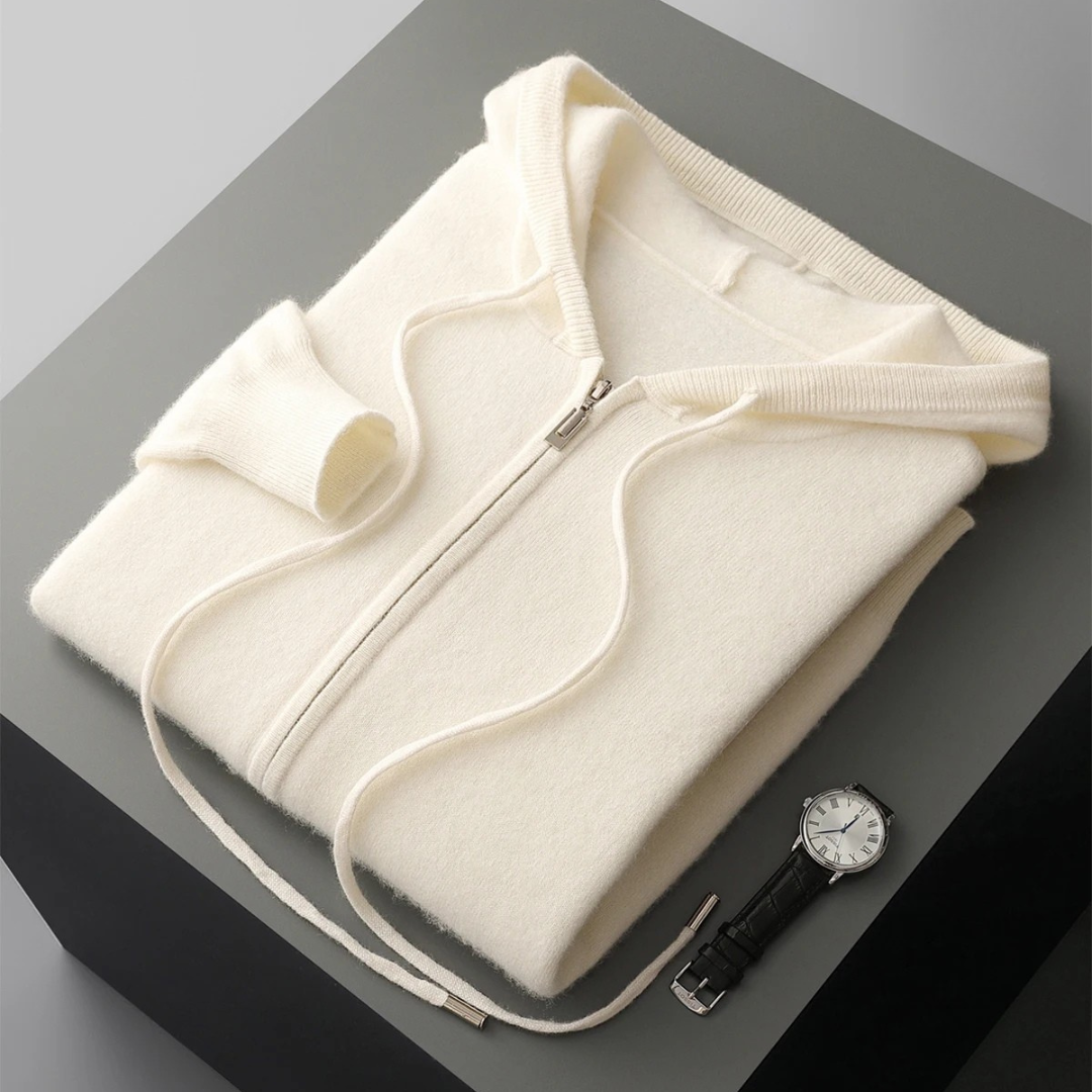Herren Zip-Hoodie mit strukturierter Kapuze