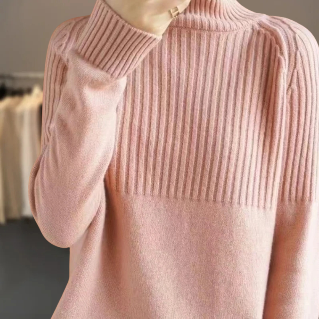 Damen Rollkragenpullover mit Rippstruktur