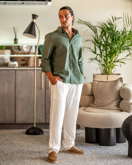 Langarmshirt Herren Set I Zweiteiler Leicht Oversize Casual