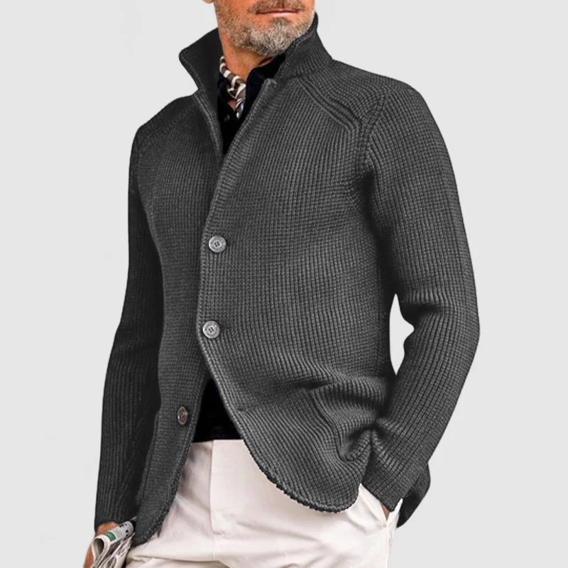 Herren Strickjacke mit Rippstruktur und Schalkragen