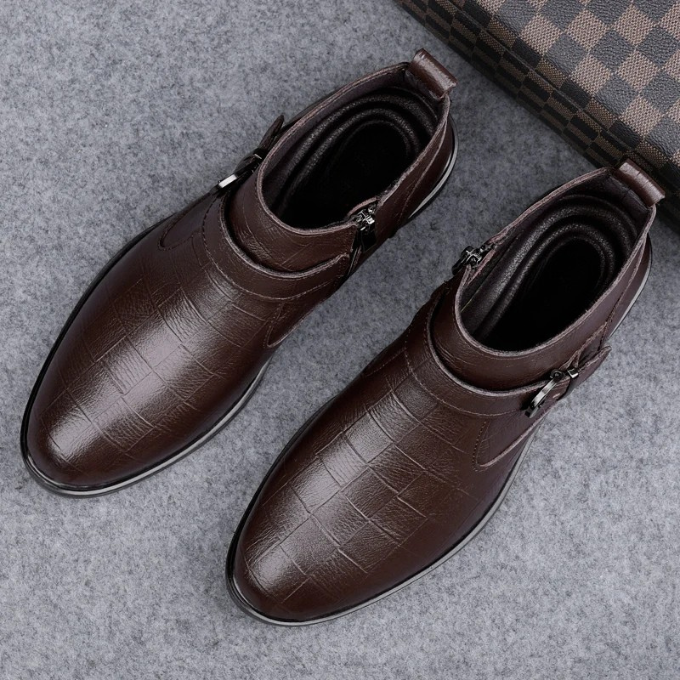 Herren Stiefel mit Reißverschluss und Schnalle