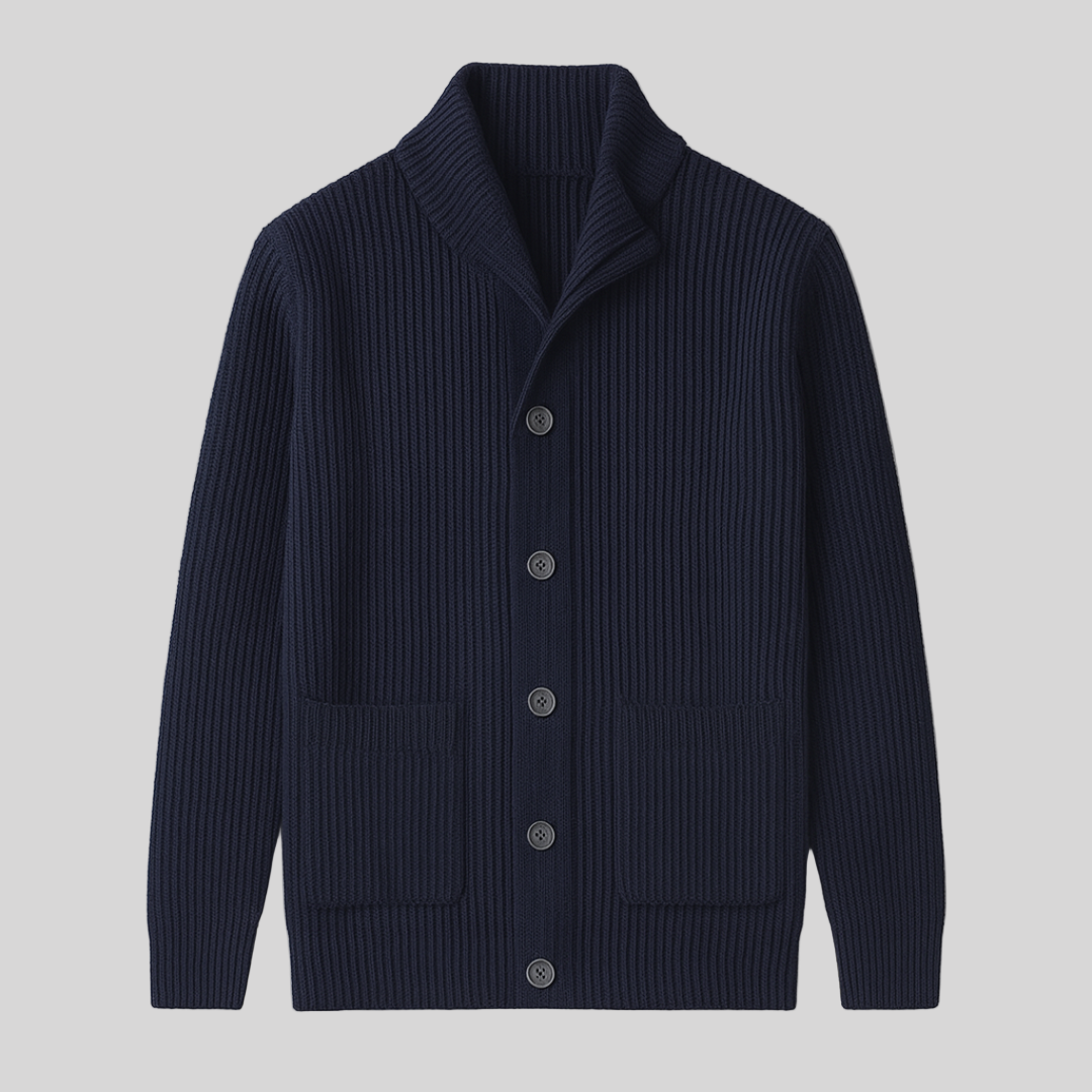 Herren Strickjacke mit Rippstruktur und Schalkragen