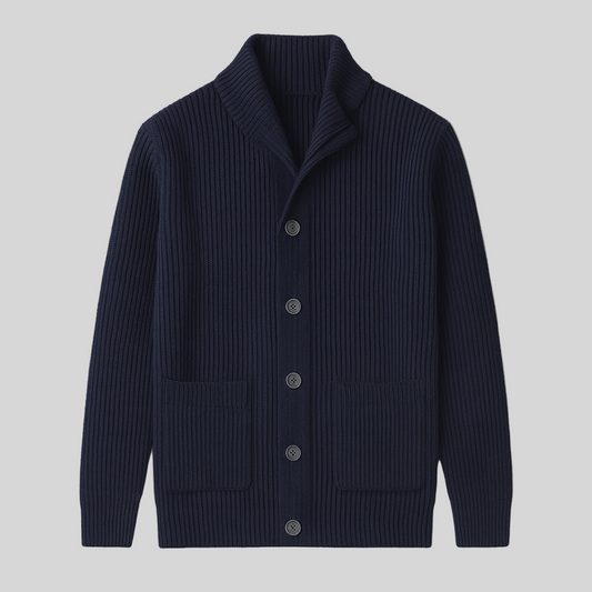Herren Strickjacke mit Rippstruktur und Schalkragen