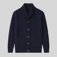 Herren Strickjacke mit Rippstruktur und Schalkragen