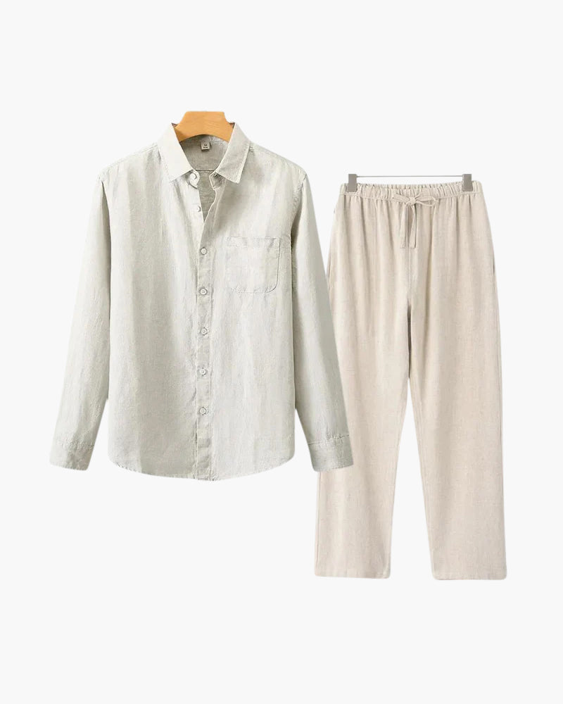 Langarmshirt Herren Set I Zweiteiler Leicht Oversize Casual