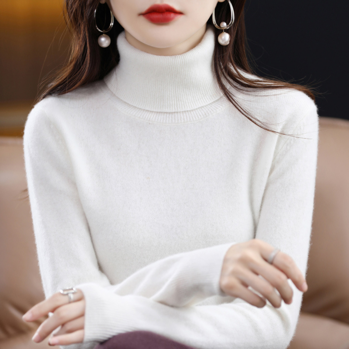 Damen Rollkragenpullover in schmaler Passform