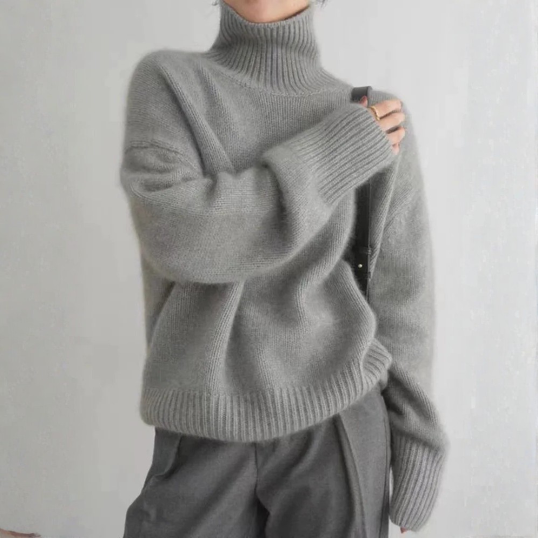 Damen Rollkragenpullover mit Rippbündchen in lockerer Passform