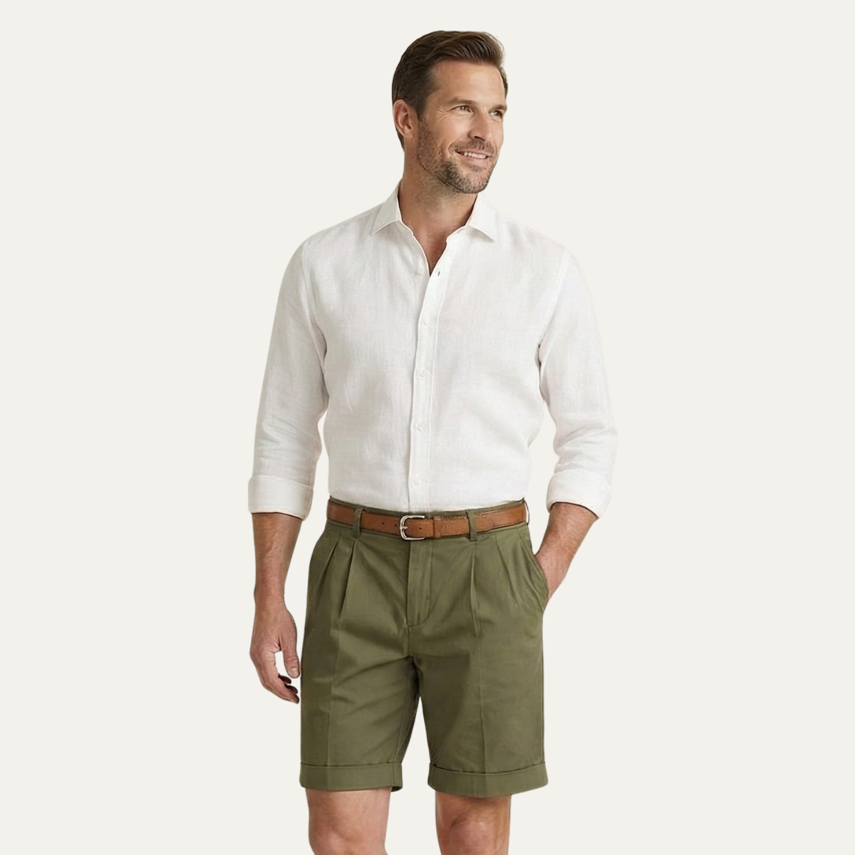 Chino Shorts Herren Gerade Freizeit Frühling & Sommer
