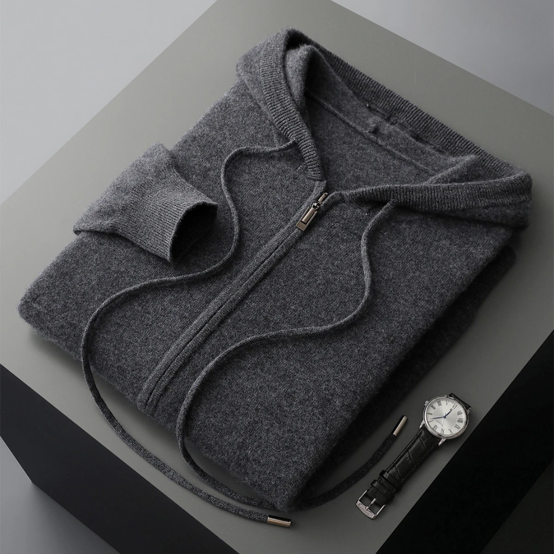 Herren Zip-Hoodie mit strukturierter Kapuze