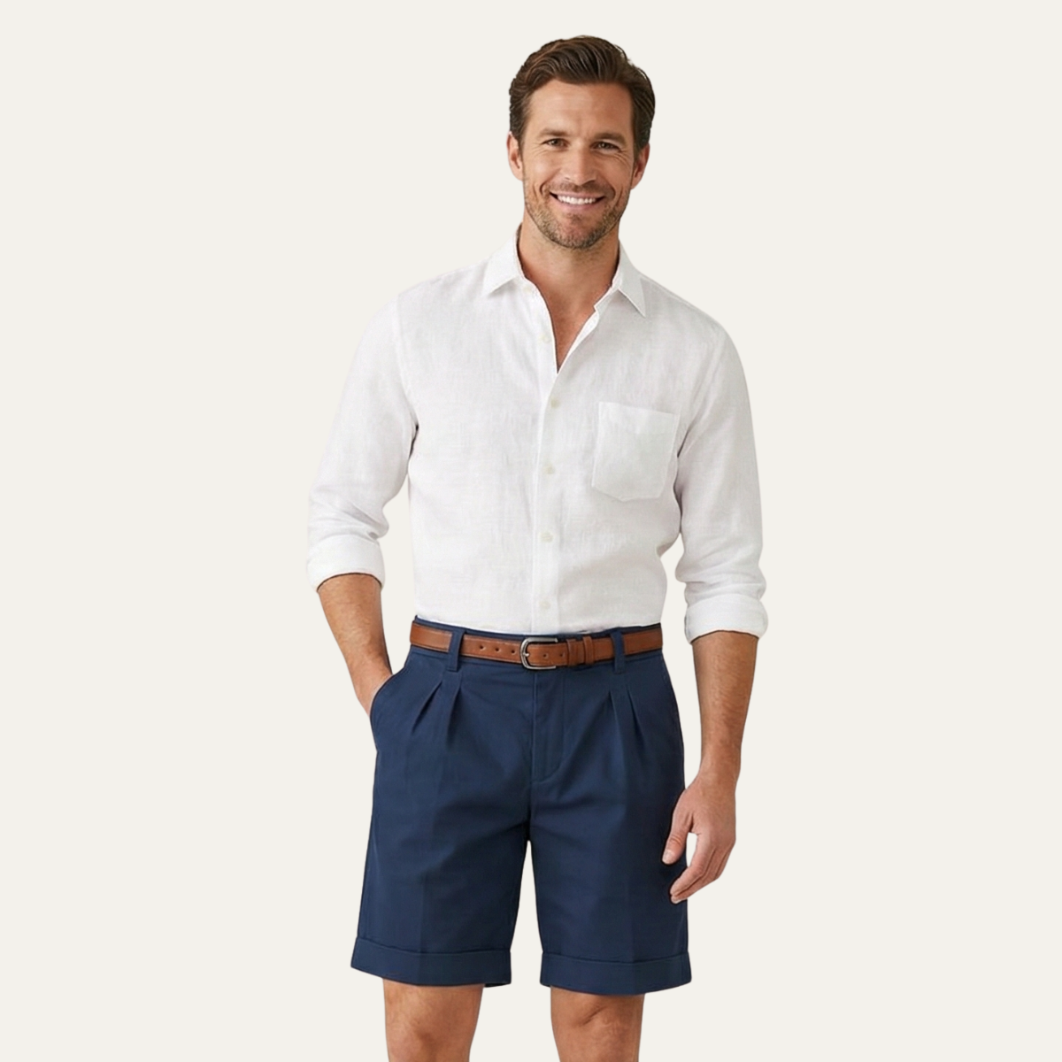 Chino Shorts Herren Gerade Freizeit Frühling & Sommer