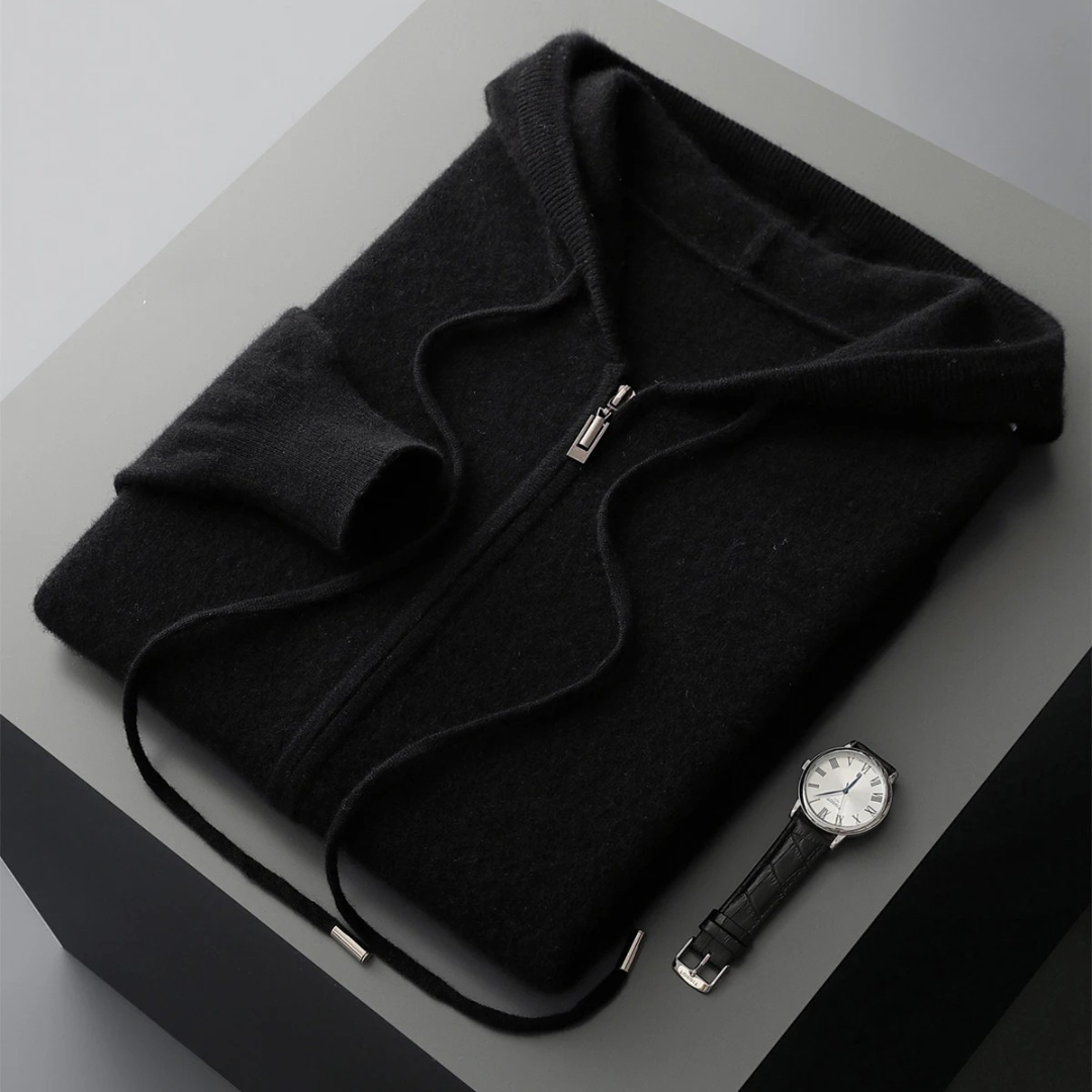 Herren Zip-Hoodie mit strukturierter Kapuze