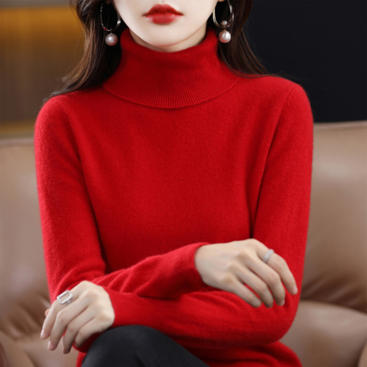 Damen Rollkragenpullover in schmaler Passform