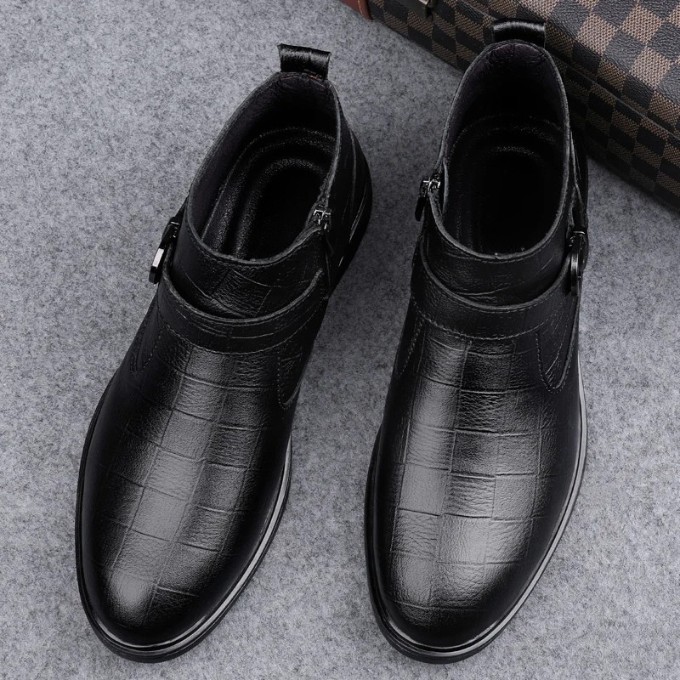 Herren Stiefel mit Reißverschluss und Schnalle