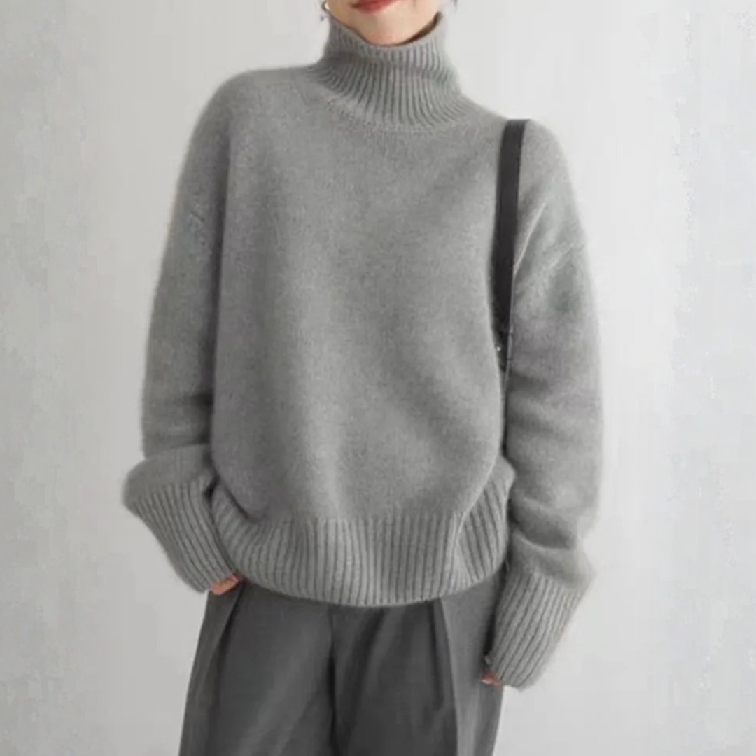 Damen Rollkragenpullover mit Rippbündchen in lockerer Passform
