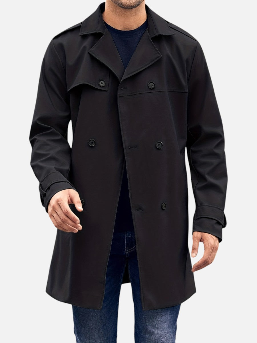 Herren Trenchcoat zweireihig mit Rückengürtel
