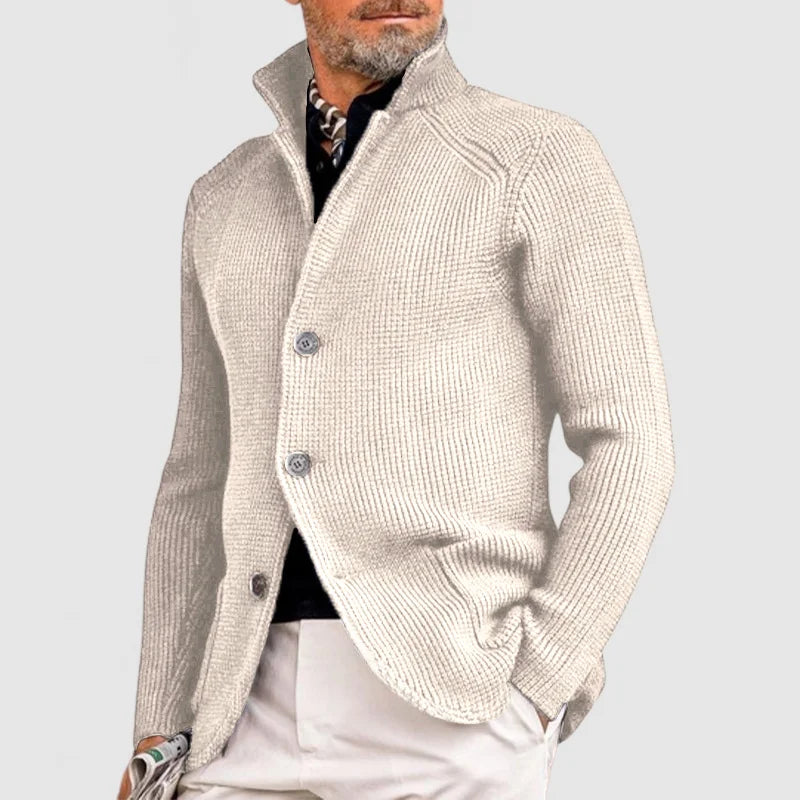 Herren Strickjacke mit Rippstruktur und Schalkragen