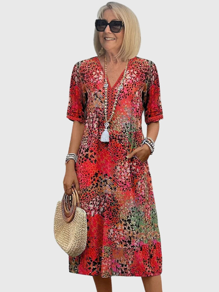 Damen Bedrucktes Midi-Kleid Relaxed Fit Freizeit