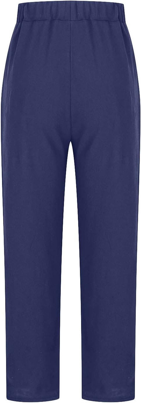 Damen Leinenhose Relaxed Fit Casual Elegant