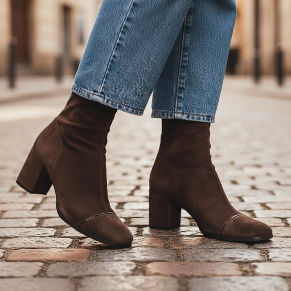 Damen Stiefeletten mit eckiger Zehenform und Seitenreißverschluss
