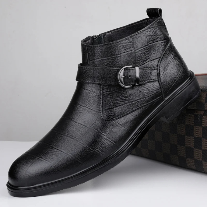 Herren Stiefel mit Reißverschluss und Schnalle