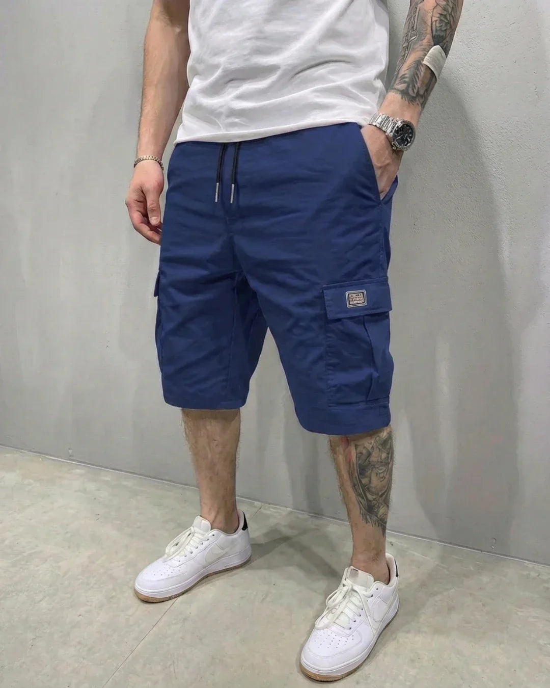 Cargo-Shorts Herren Lässig Freizeit Kordelzugbund Große Taschen