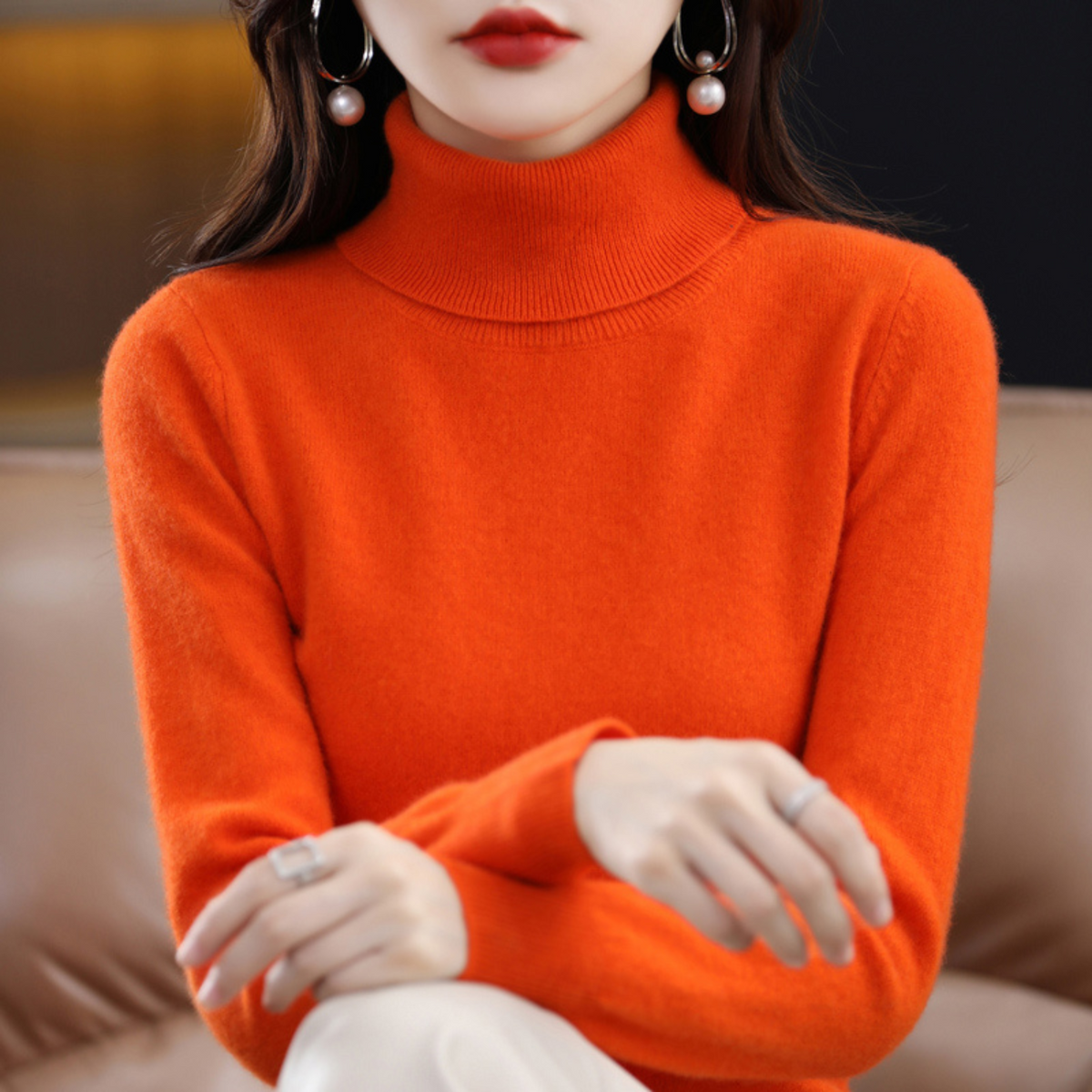 Damen Rollkragenpullover in schmaler Passform