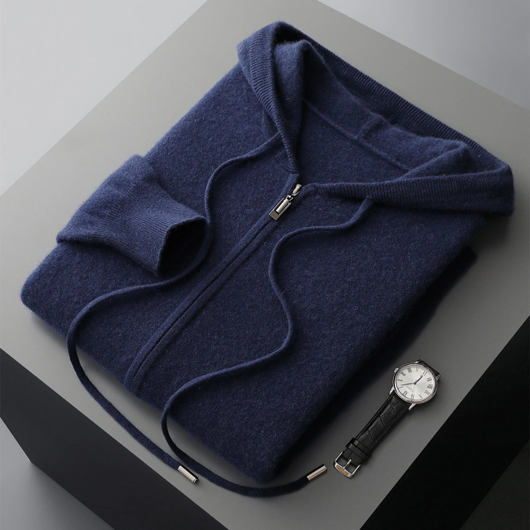 Herren Zip-Hoodie mit strukturierter Kapuze