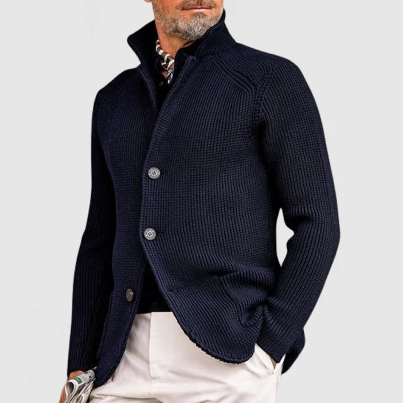 Herren Strickjacke mit Rippstruktur und Schalkragen
