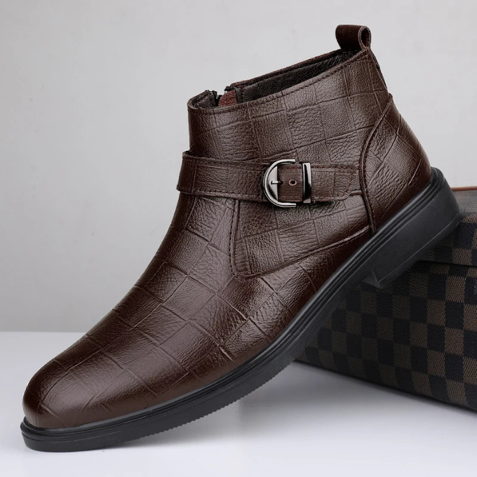 Herren Stiefel mit Reißverschluss und Schnalle