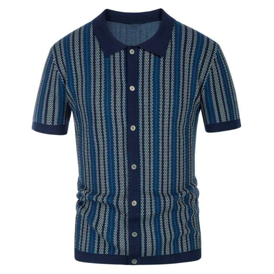 Julian Herren Poloshirt mit Knopfleiste im Chevron-Design – Atmungsaktiv