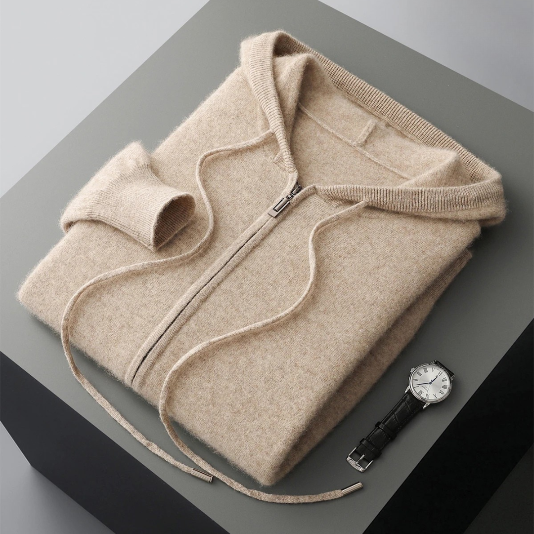 Herren Zip-Hoodie mit strukturierter Kapuze