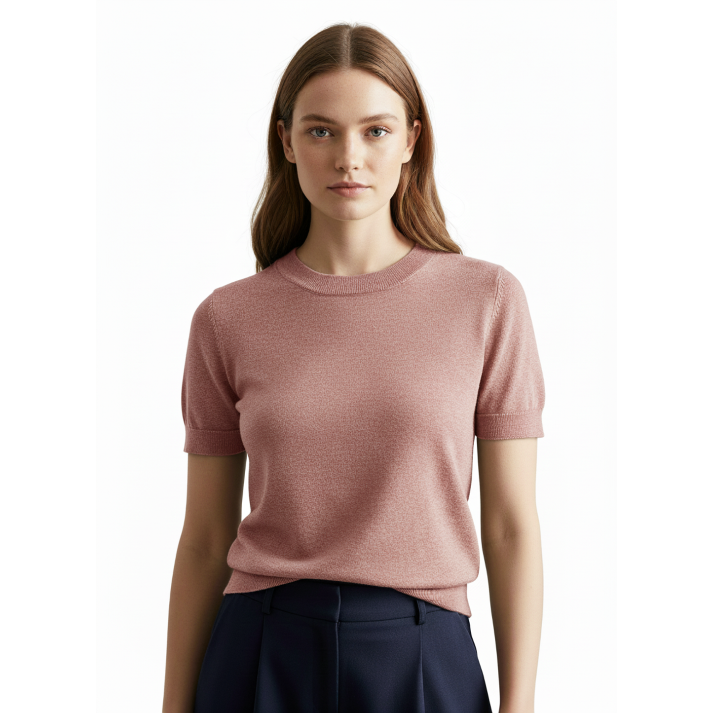 T-Shirt Damen Slim Fit Casual Rundhals Kurzarm