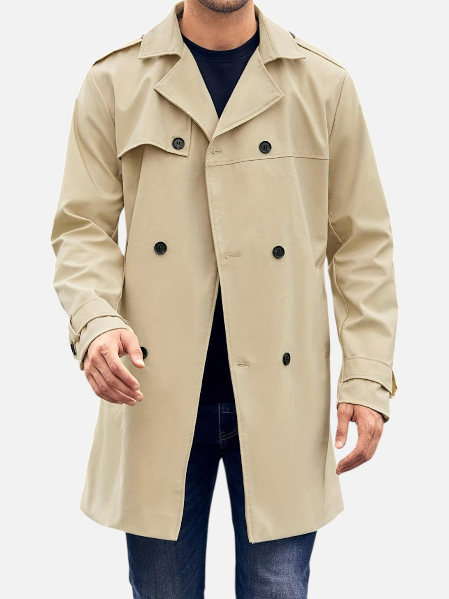 Herren Trenchcoat zweireihig mit Rückengürtel