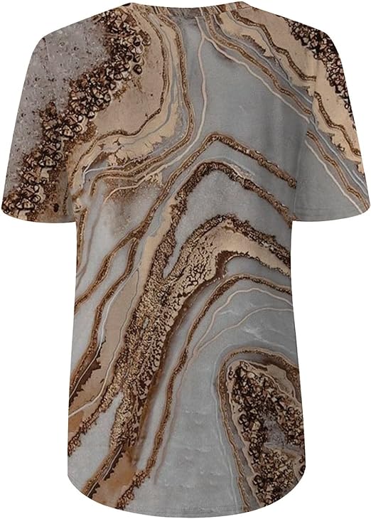 Damen T-Shirt Relaxed Fit Freizeit Boho Marmormuster