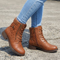 Damen Stiefeletten mit Seitenreißverschluss und Blockabsatz