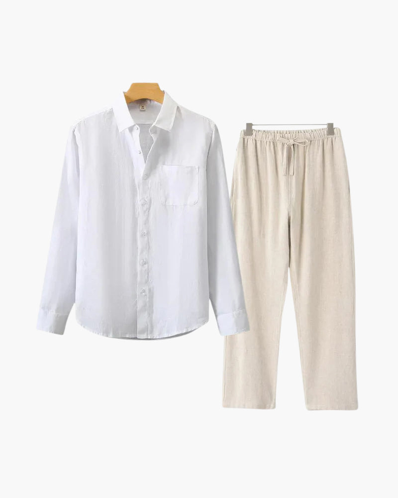 Langarmshirt Herren Set I Zweiteiler Leicht Oversize Casual