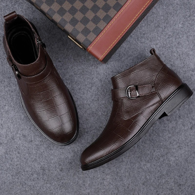 Herren Stiefel mit Reißverschluss und Schnalle