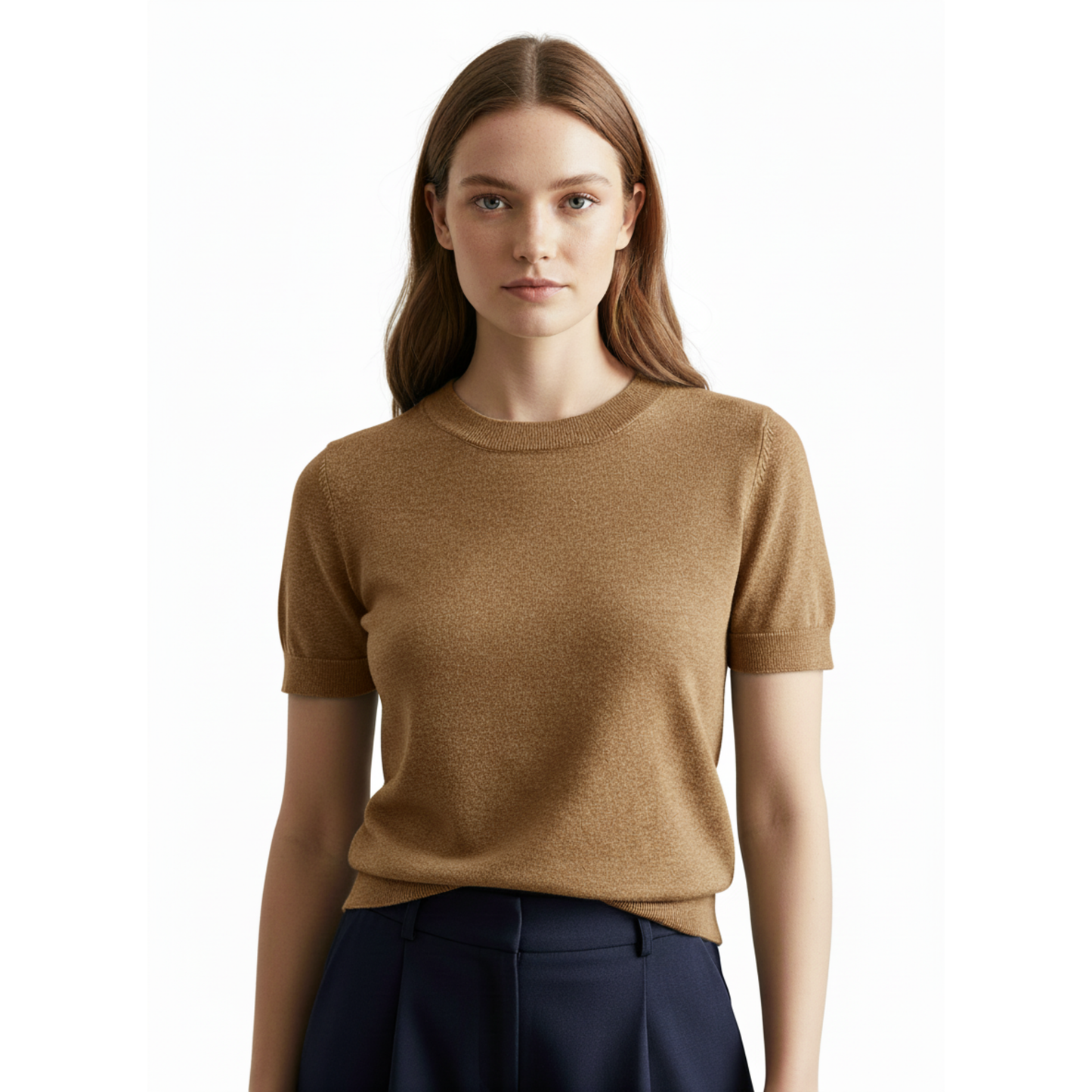 T-Shirt Damen Slim Fit Casual Rundhals Kurzarm