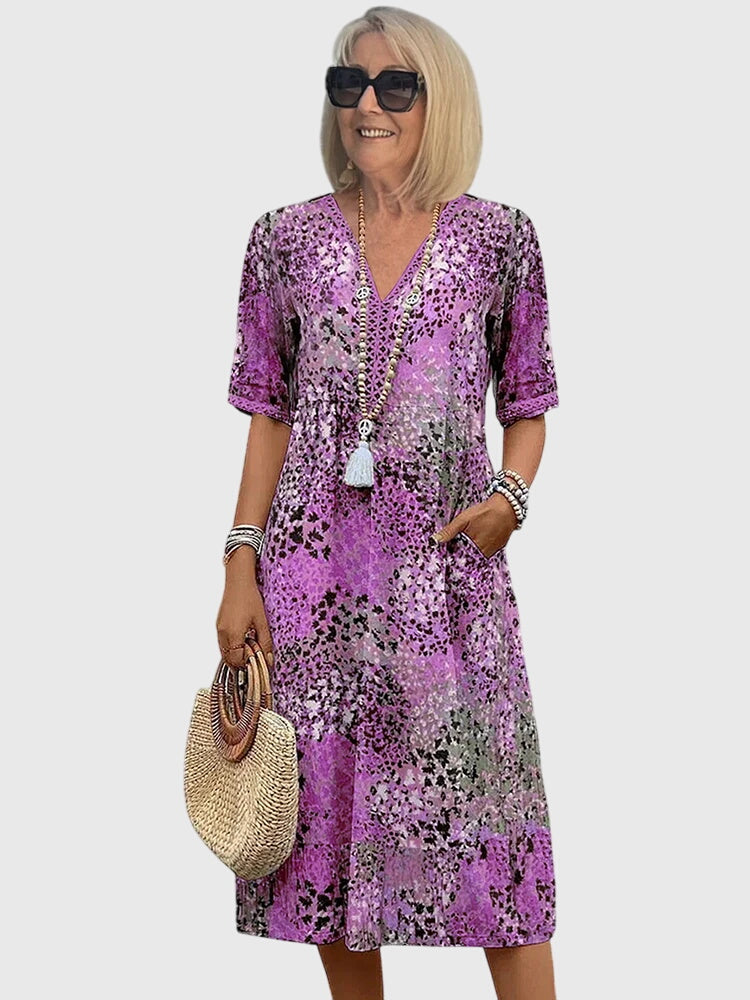 Damen Bedrucktes Midi-Kleid Relaxed Fit Freizeit
