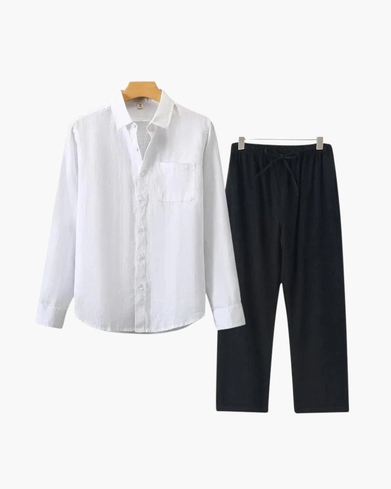 Langarmshirt Herren Set I Zweiteiler Leicht Oversize Casual