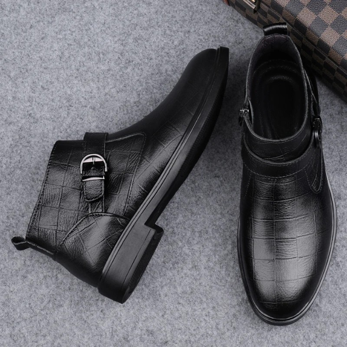 Herren Stiefel mit Reißverschluss und Schnalle