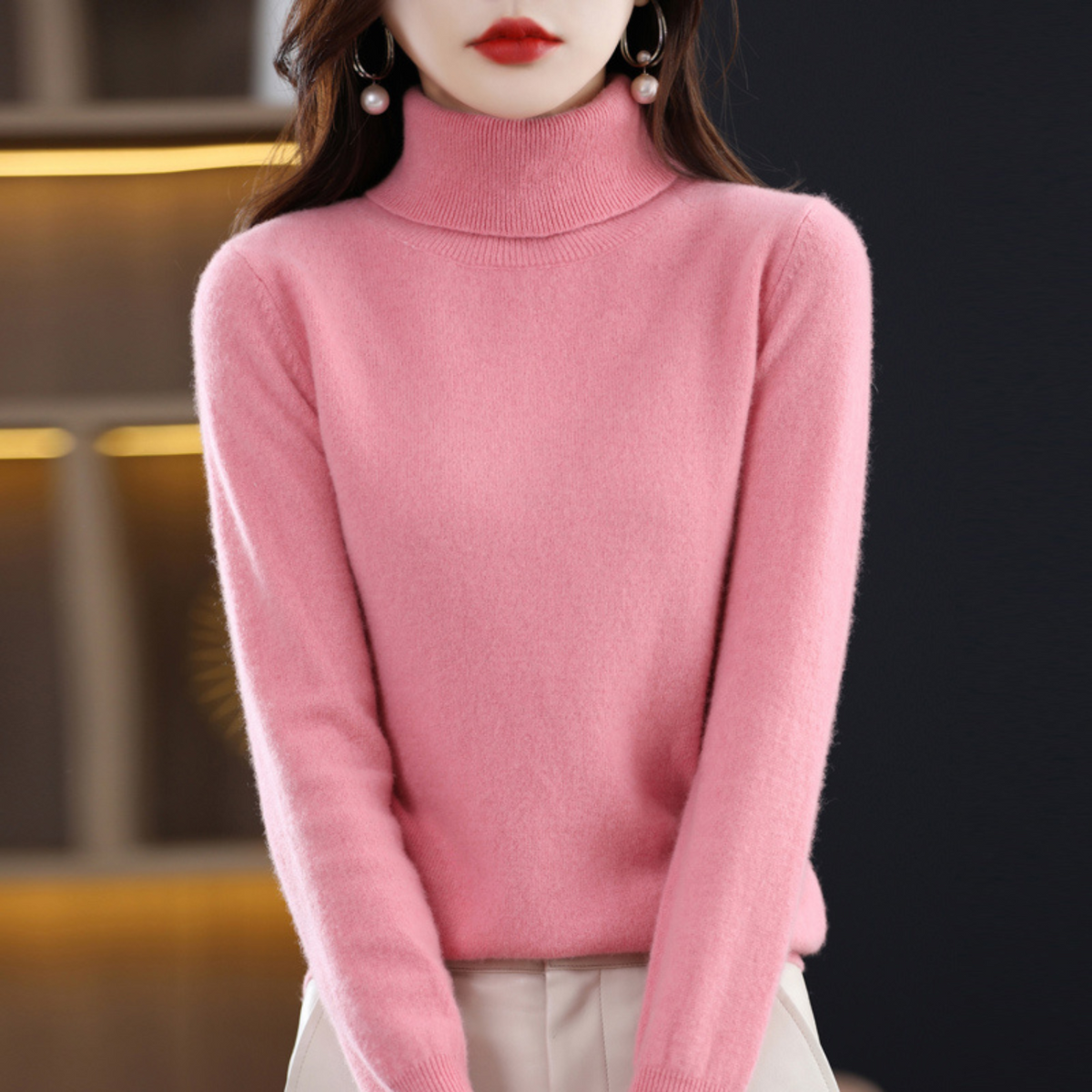 Damen Rollkragenpullover in schmaler Passform