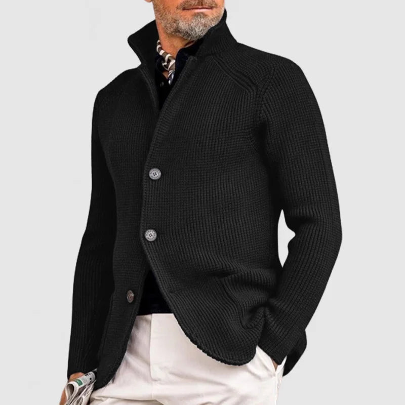 Herren Strickjacke mit Rippstruktur und Schalkragen