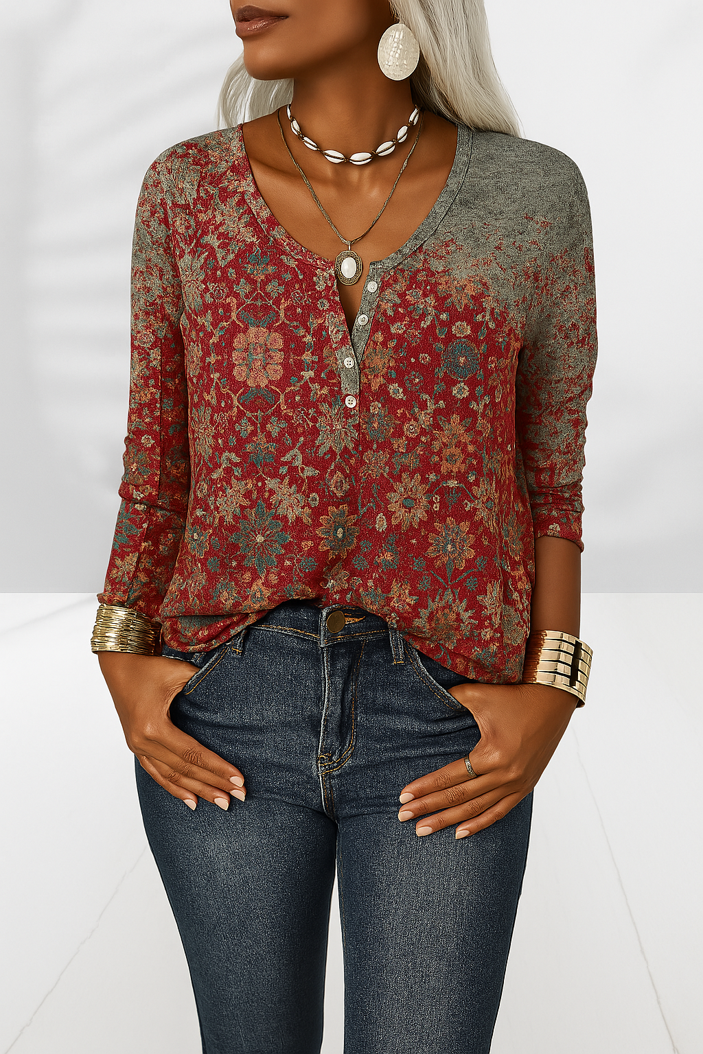 Bluse Damen | Florales Design & Lockere Passform
