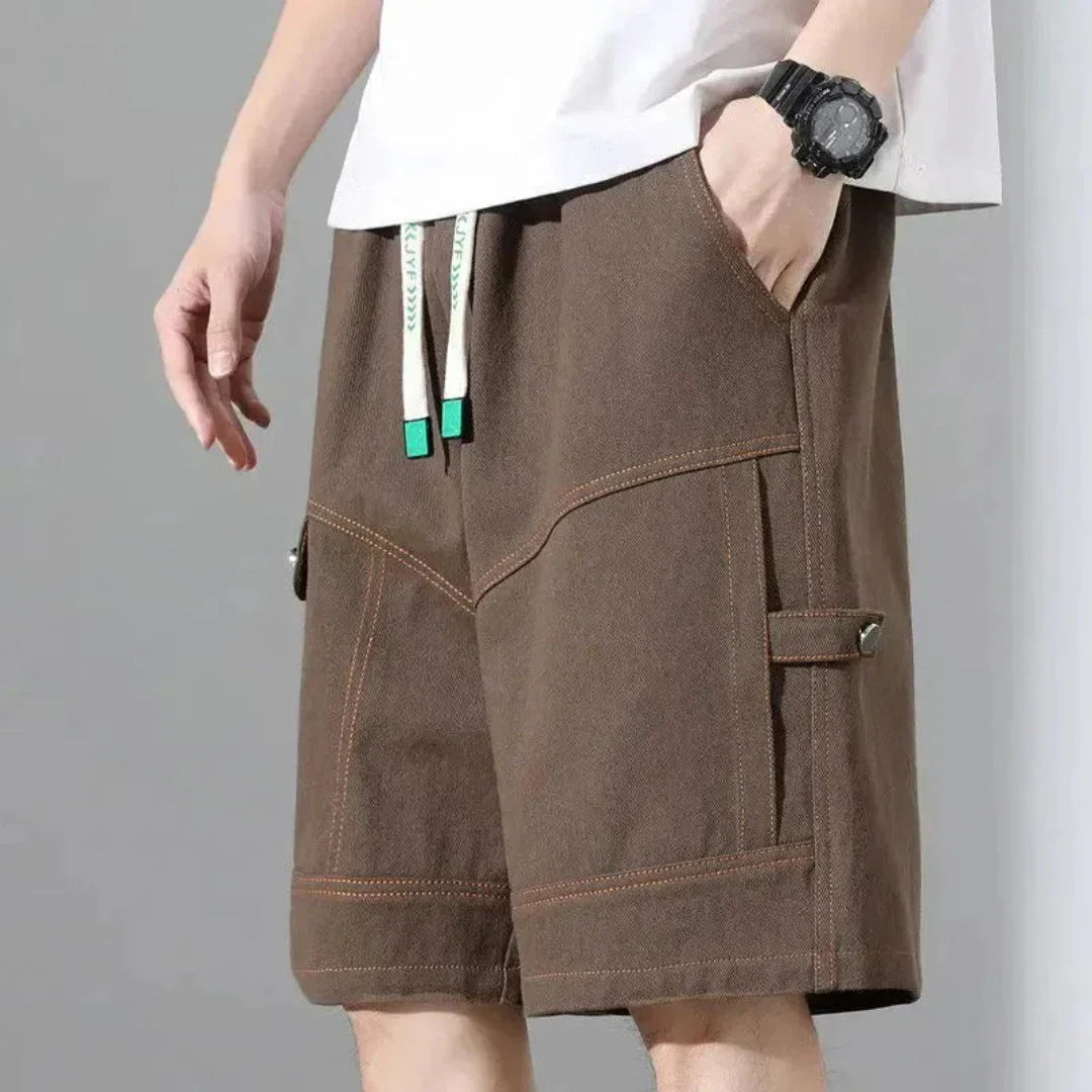 Cargo-Shorts Herren Relaxed Fit Freizeit mit Kordelzug und Taschen