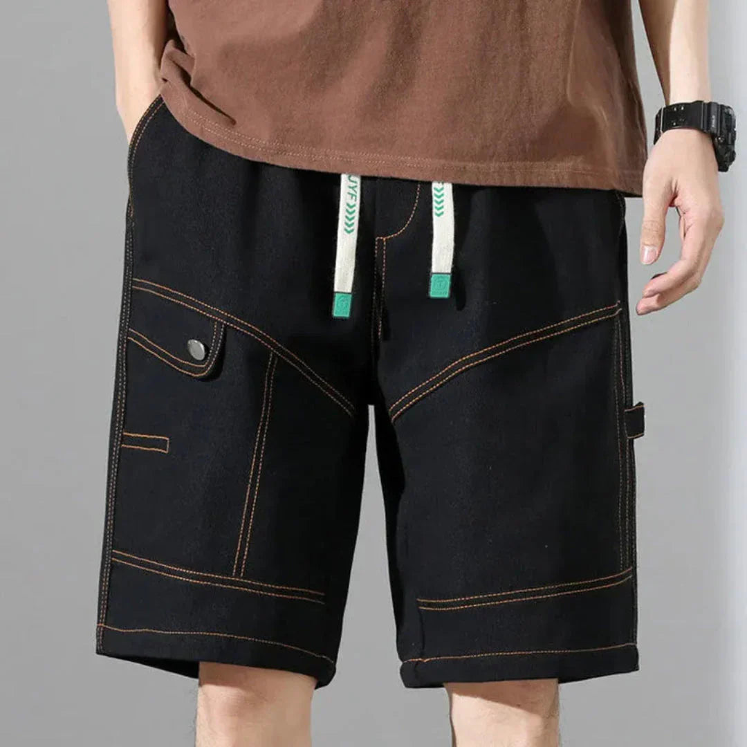 Cargo-Shorts Herren Relaxed Fit Freizeit mit Kordelzug und Taschen