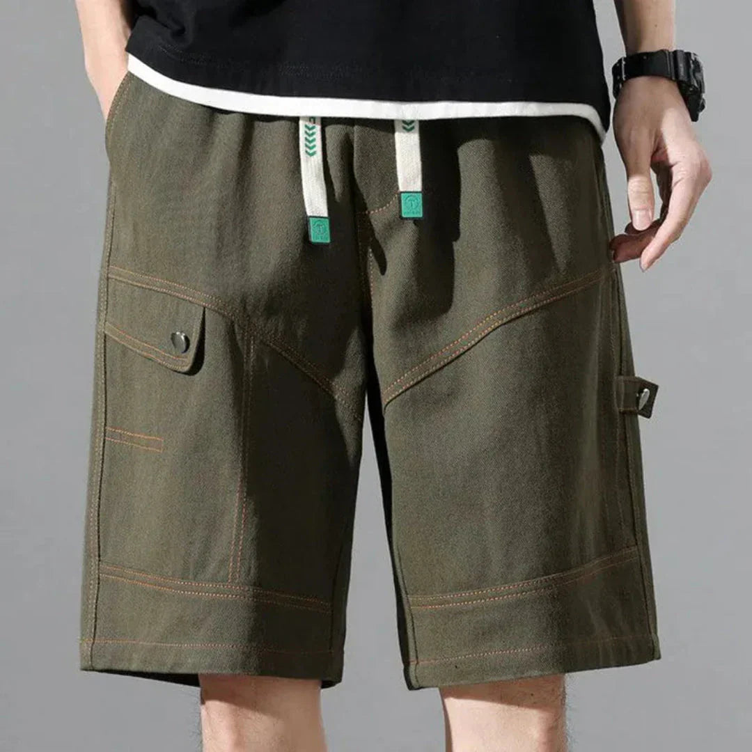 Cargo-Shorts Herren Relaxed Fit Freizeit mit Kordelzug und Taschen