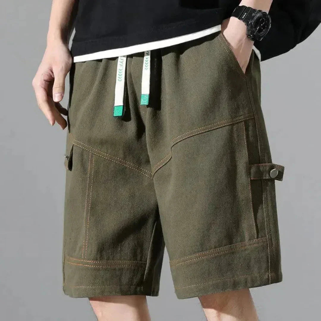 Cargo-Shorts Herren Relaxed Fit Freizeit mit Kordelzug und Taschen